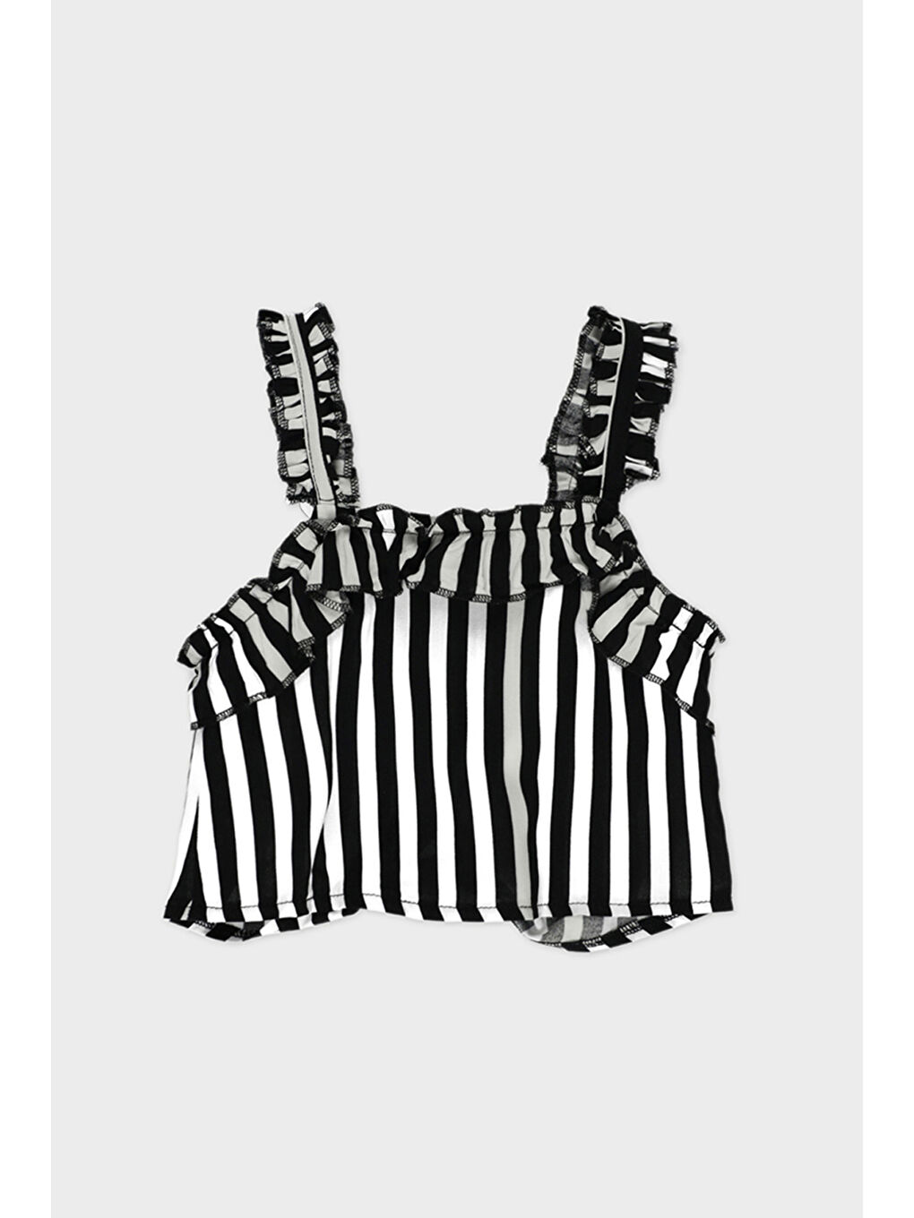 Kız Çocuk Çizgili Kolsuz Siyah Gömlek-2