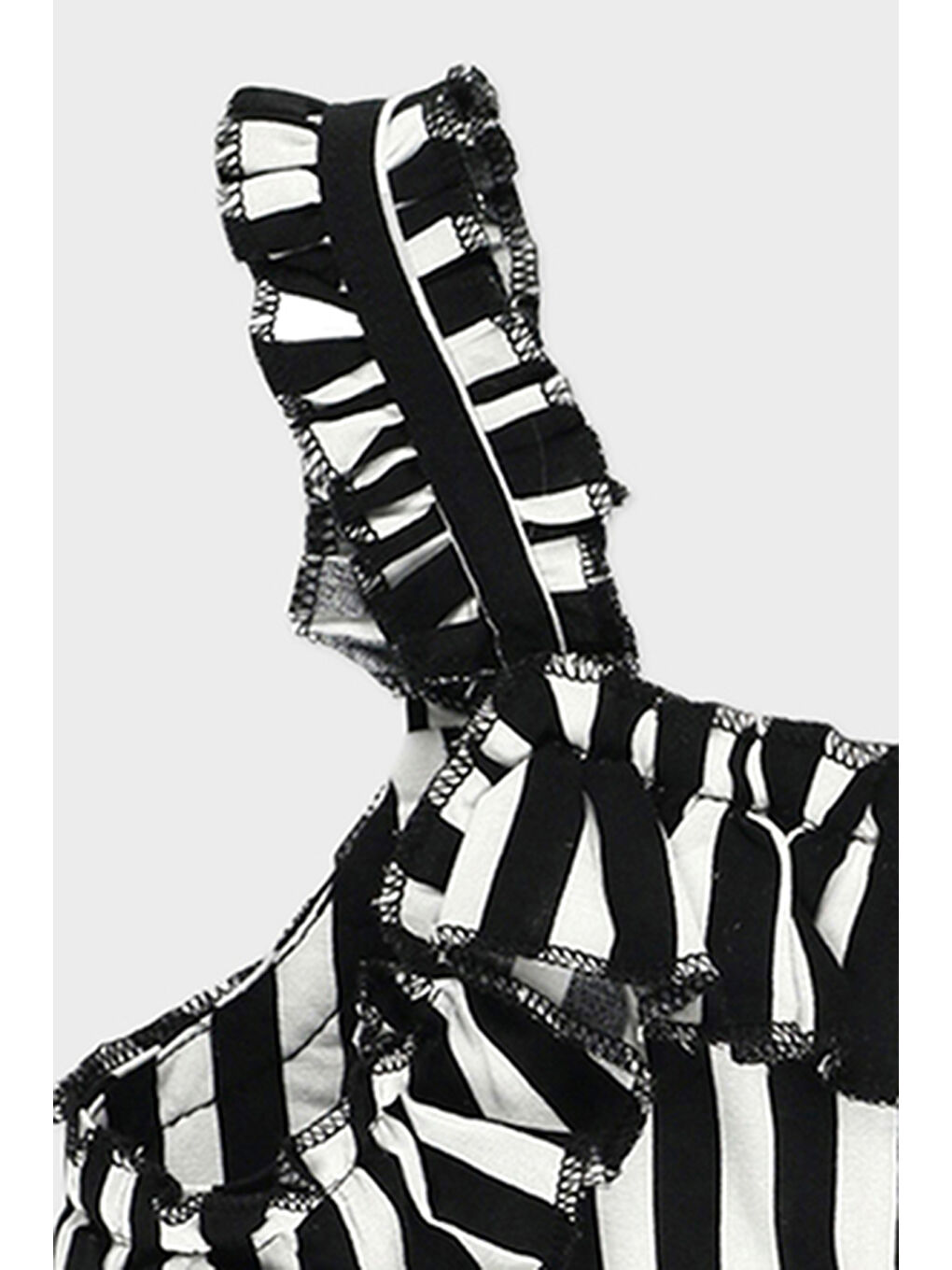 Kız Çocuk Çizgili Kolsuz Siyah Gömlek-3