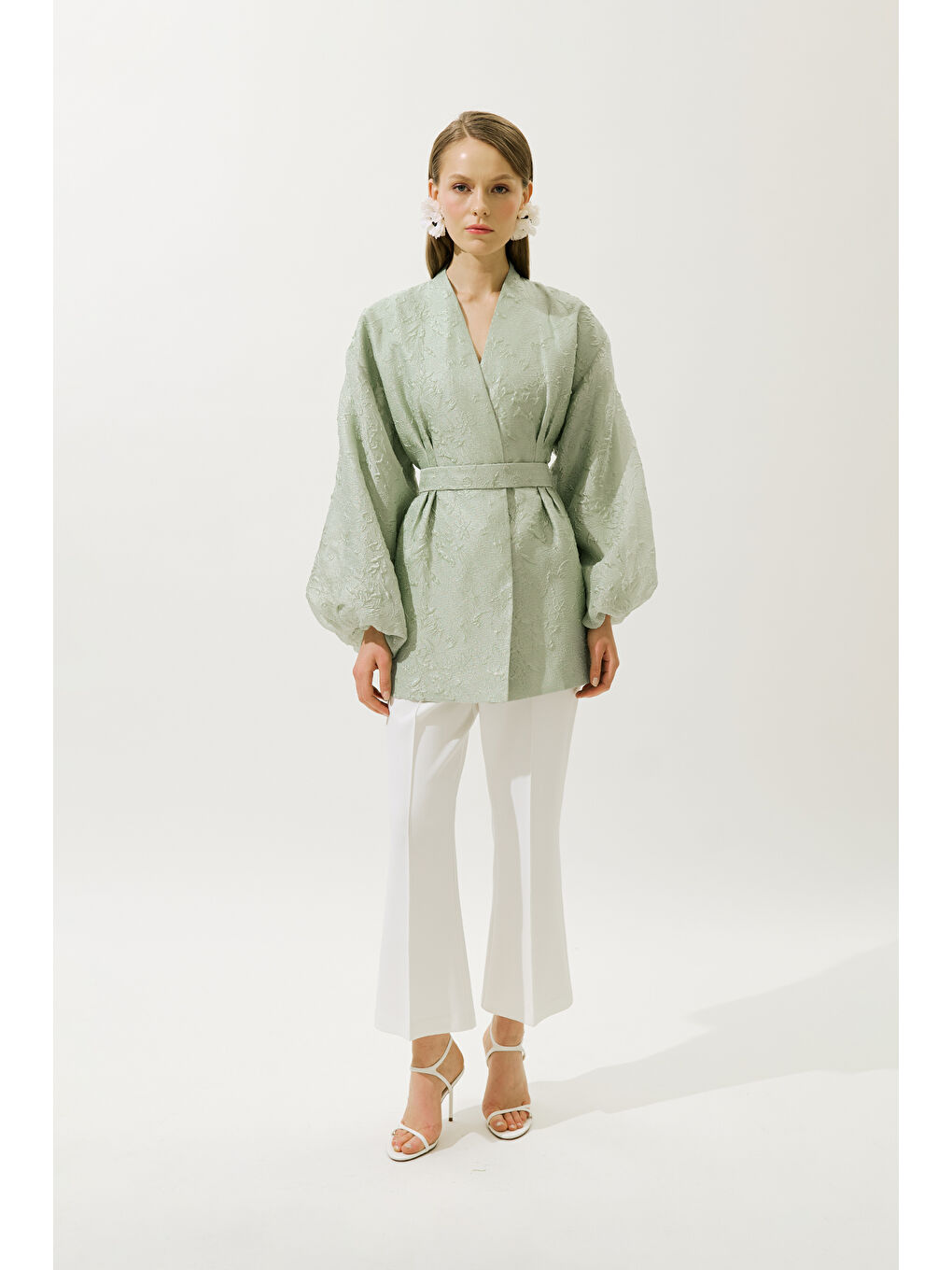 Yeşil Jakar Organze Kimono Mint