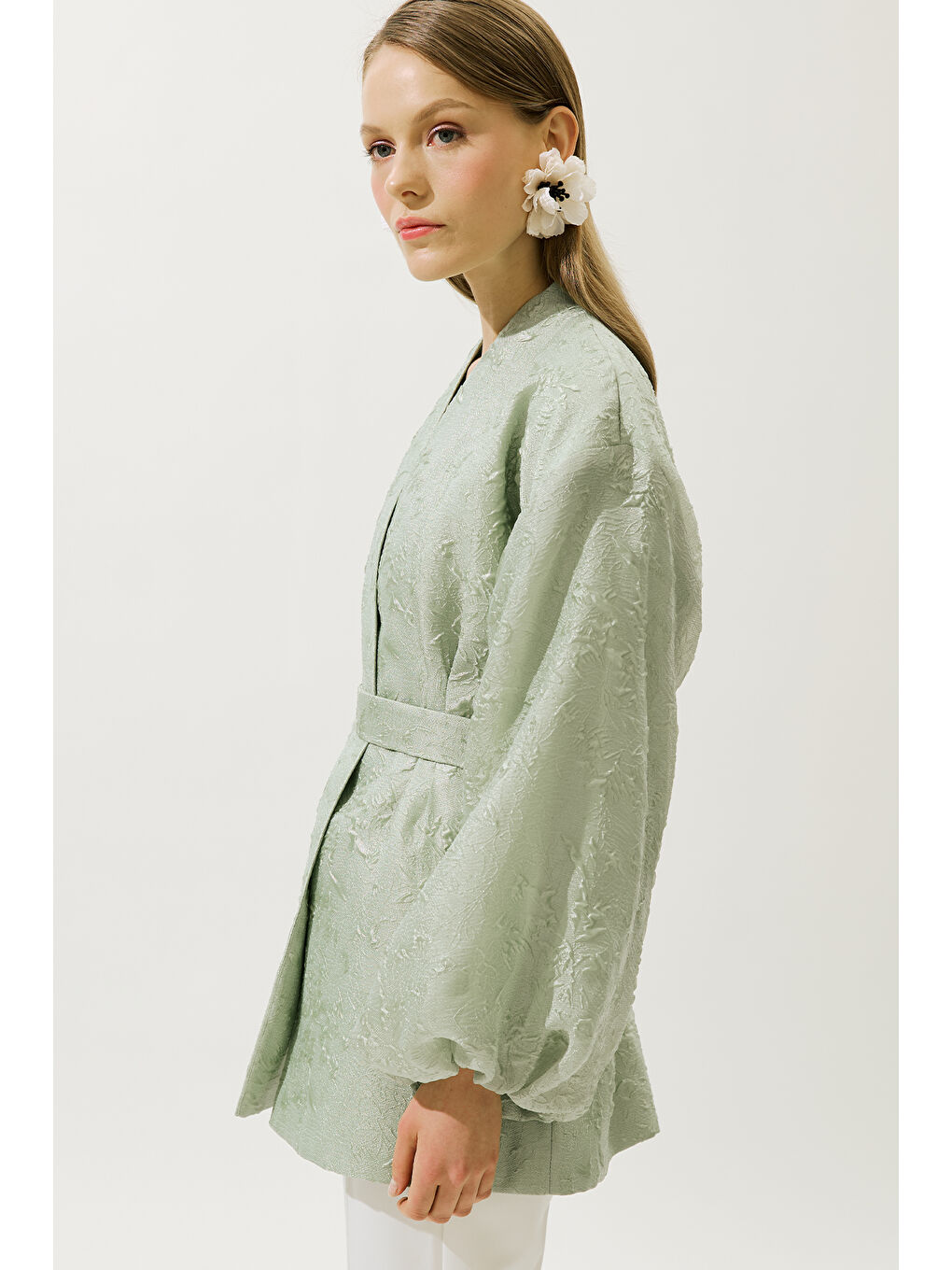 Yeşil Jakar Organze Kimono Mint-1