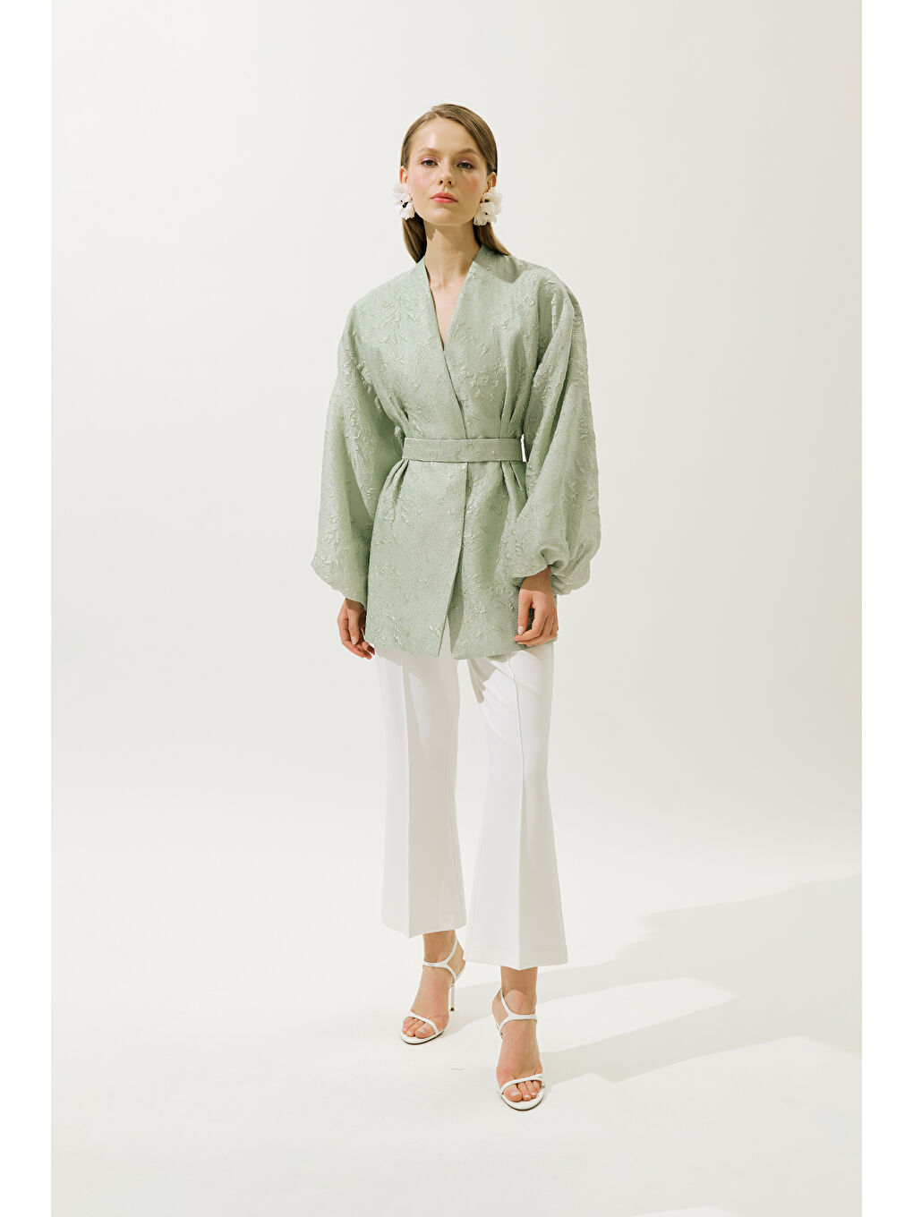 Yeşil Jakar Organze Kimono Mint-3