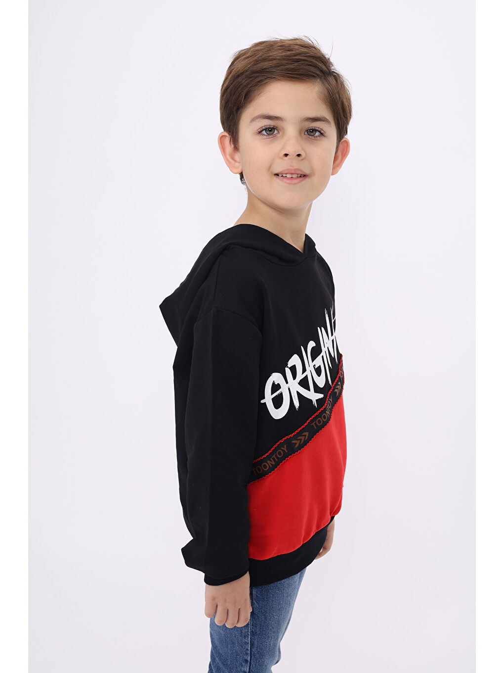 Kırmızı Erkek Çocuk Original Baskılı Sweatshirt-1