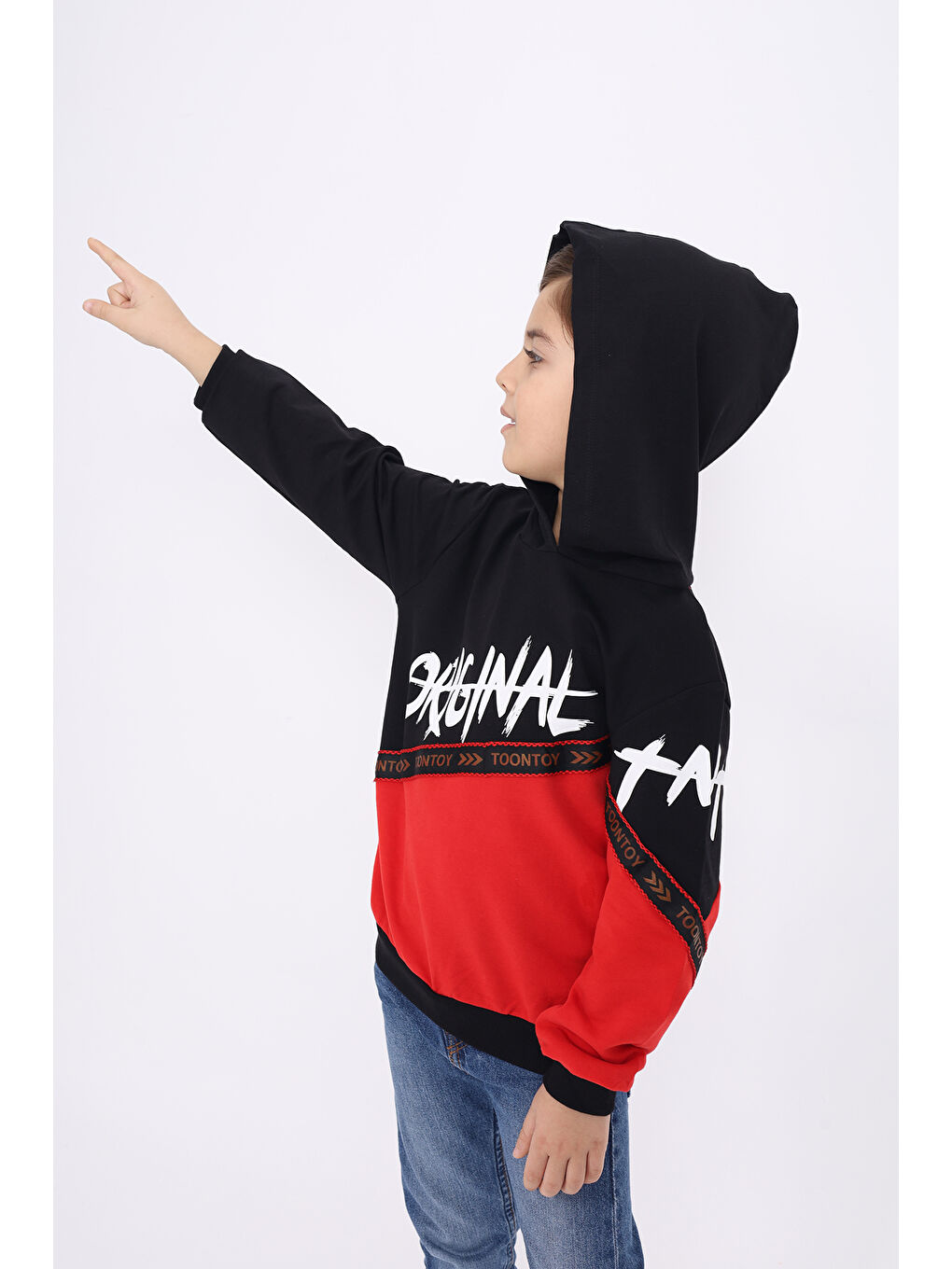 Kırmızı Erkek Çocuk Original Baskılı Sweatshirt-4