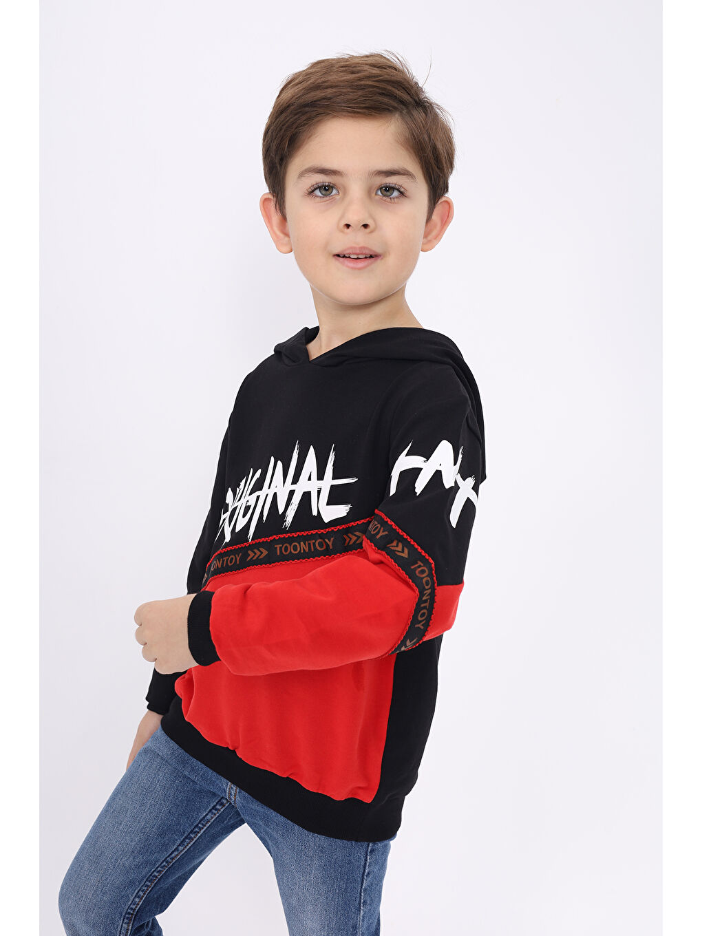 Kırmızı Erkek Çocuk Original Baskılı Sweatshirt-5