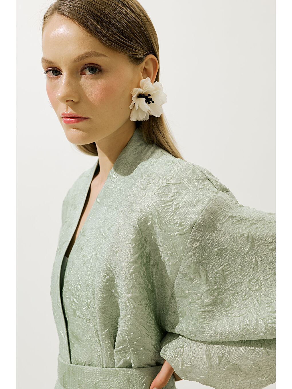 Yeşil Jakar Organze Kimono Mint-5