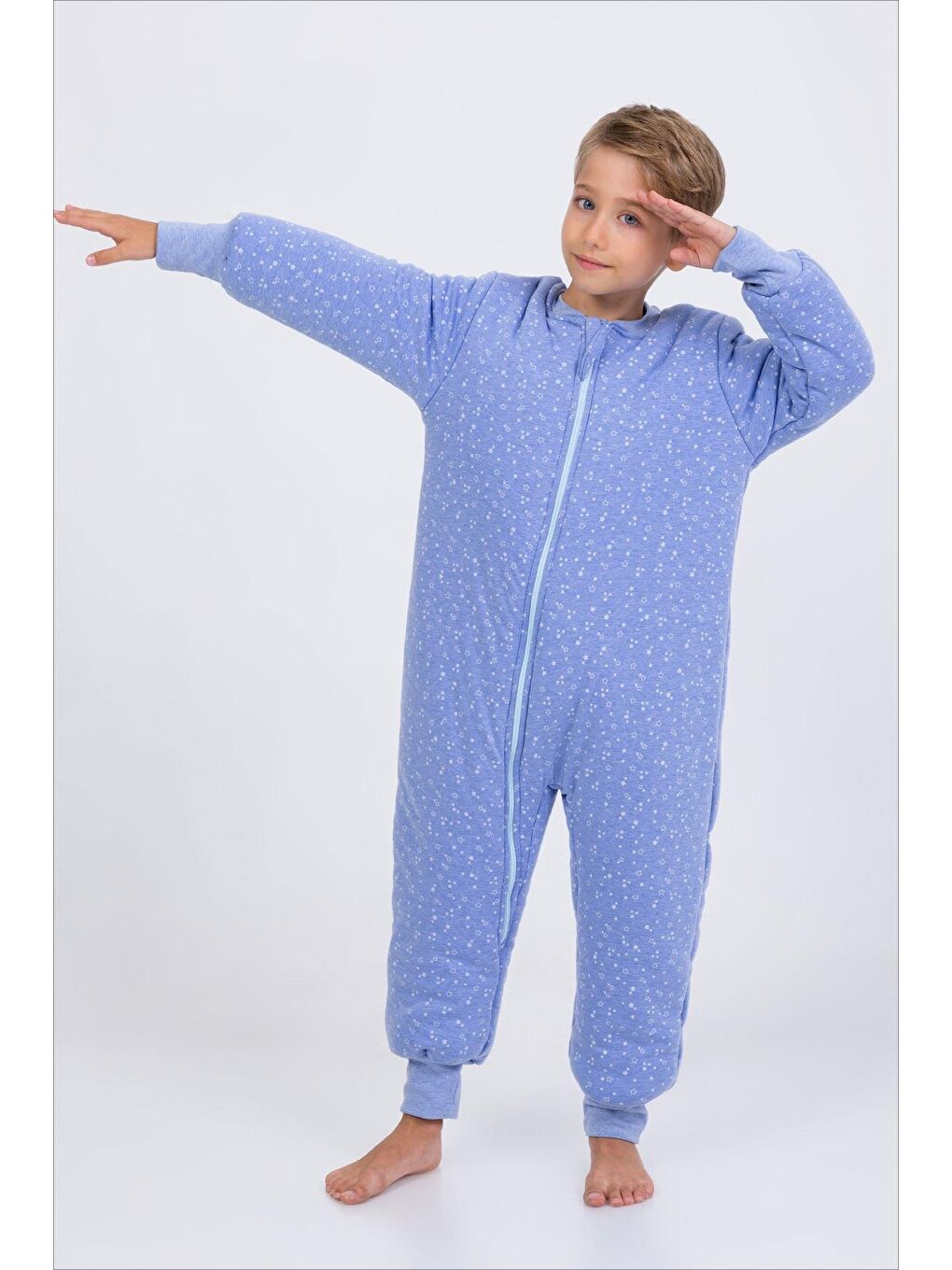 Mavi Erkek Çocuk Uyku Tulumu Kalın Elyaf Dolgulu Premium Kalite 2.5 Tog
