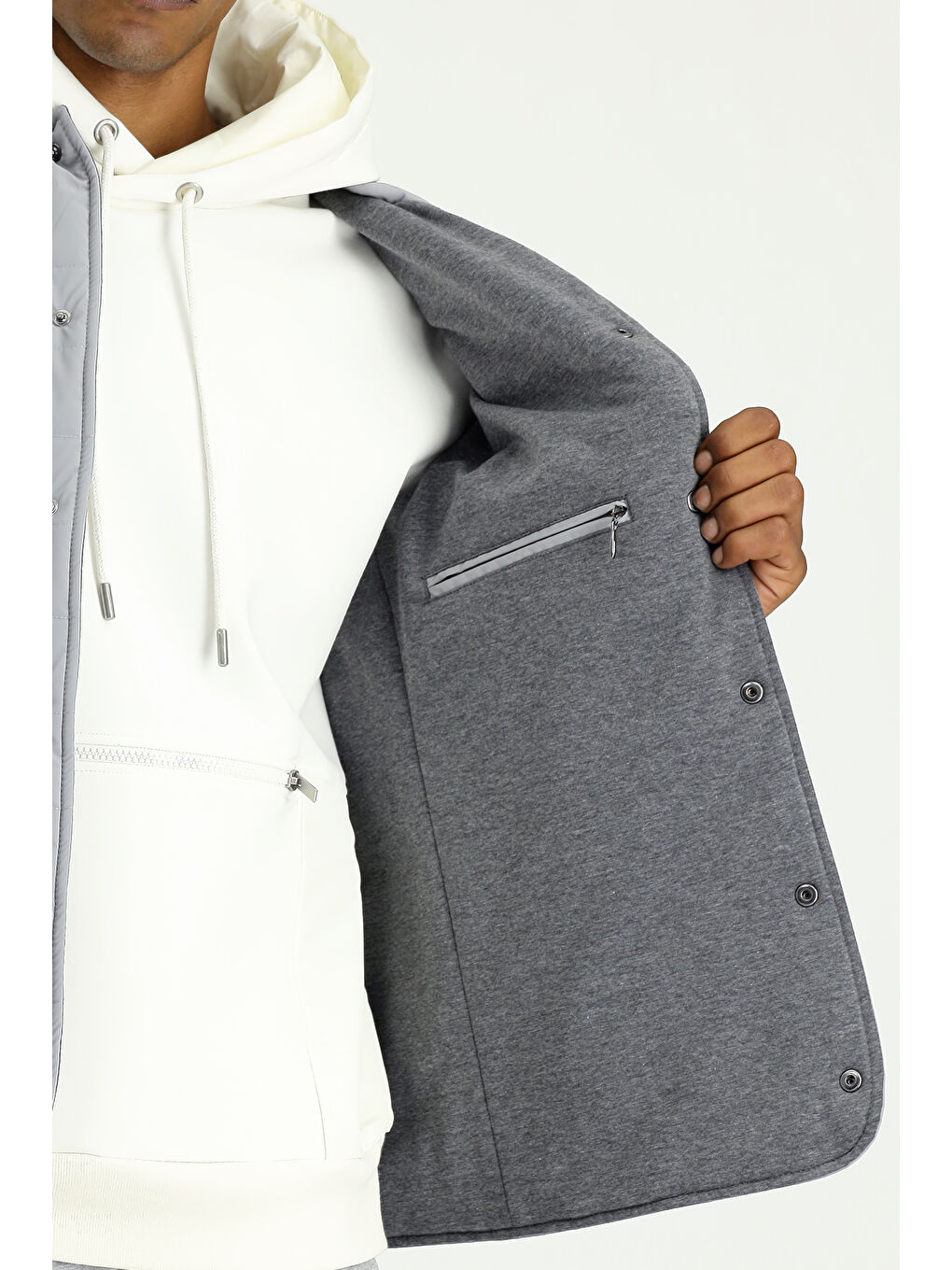 Gri Slim Fit Dar Kesim Spor Kapitone Yelek-4