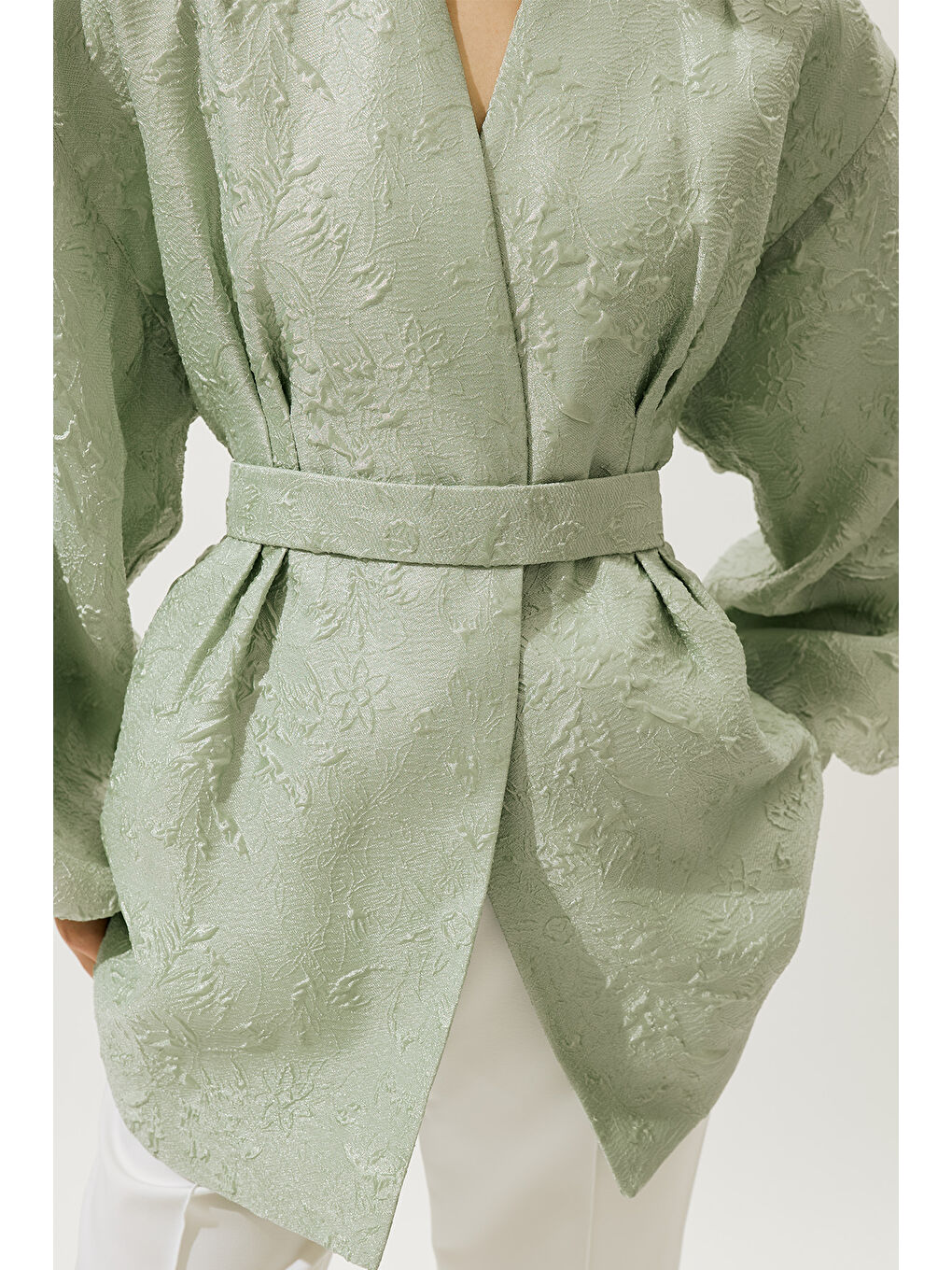 Yeşil Jakar Organze Kimono Mint-6