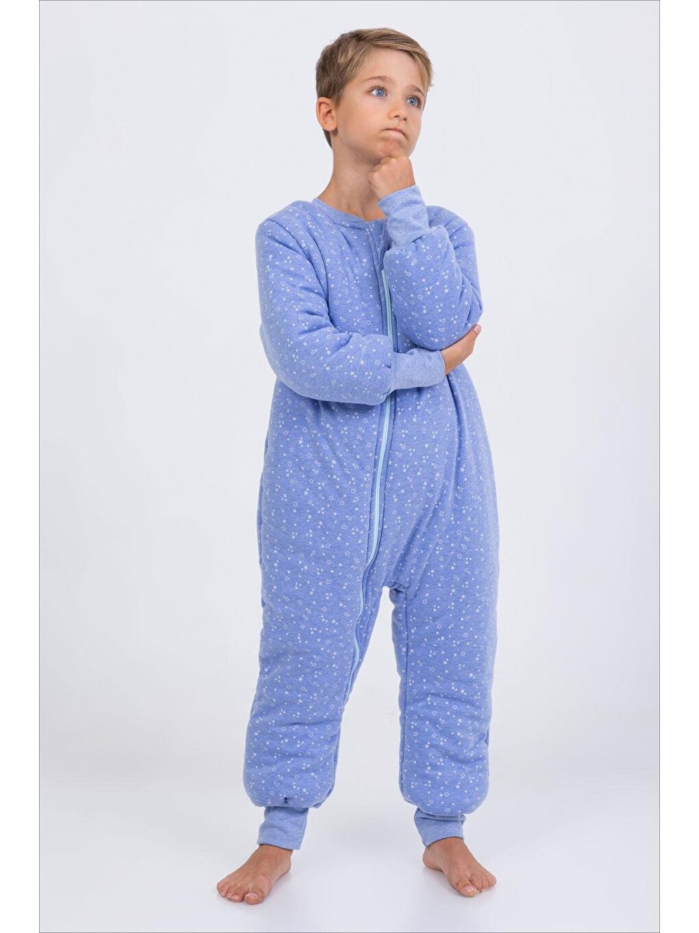 Mavi Erkek Çocuk Uyku Tulumu Kalın Elyaf Dolgulu Premium Kalite 2.5 Tog-5