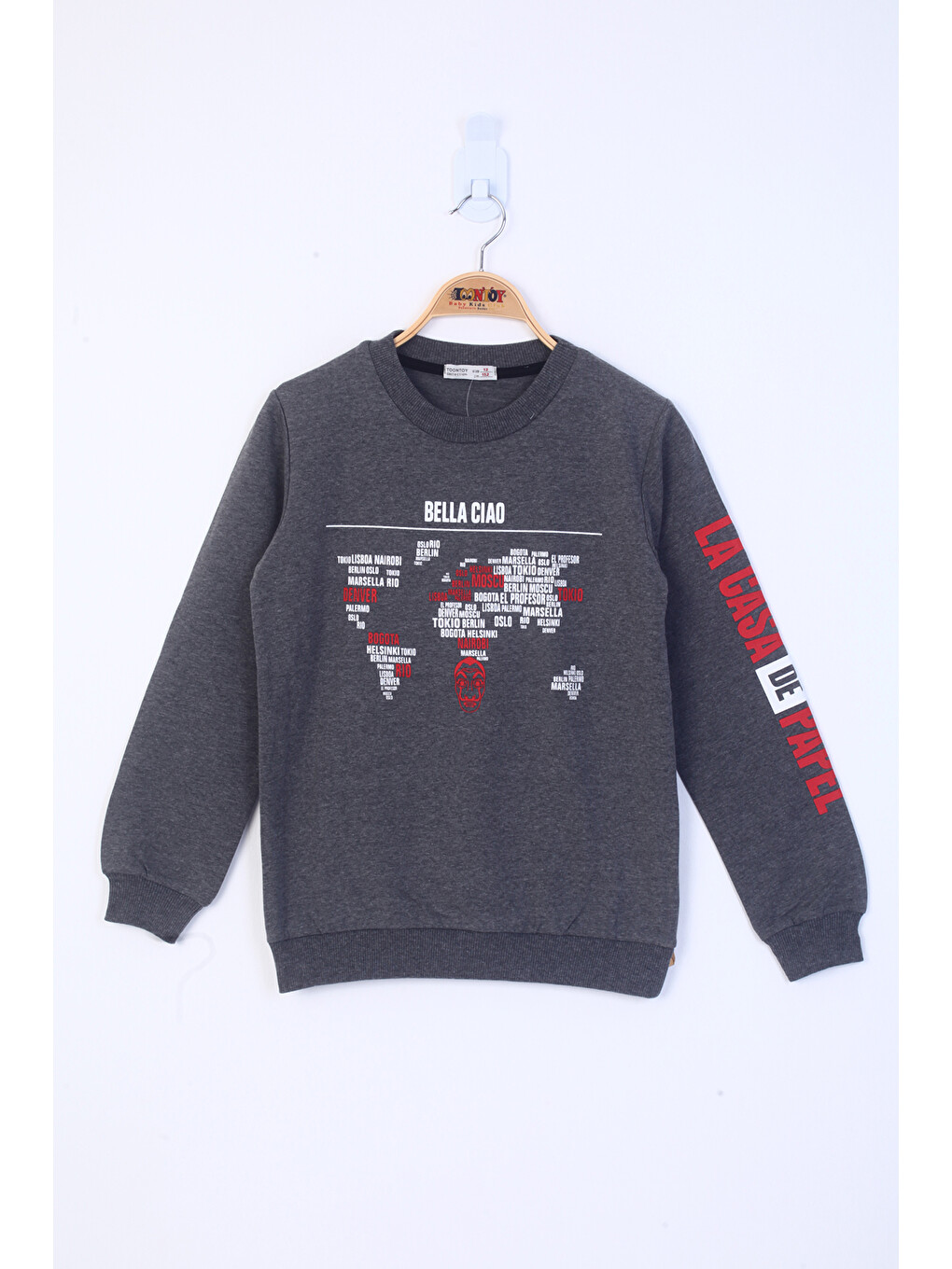 Siyah Erkek Çocuk Bella Ciao Baskılı Sweatshirt-1