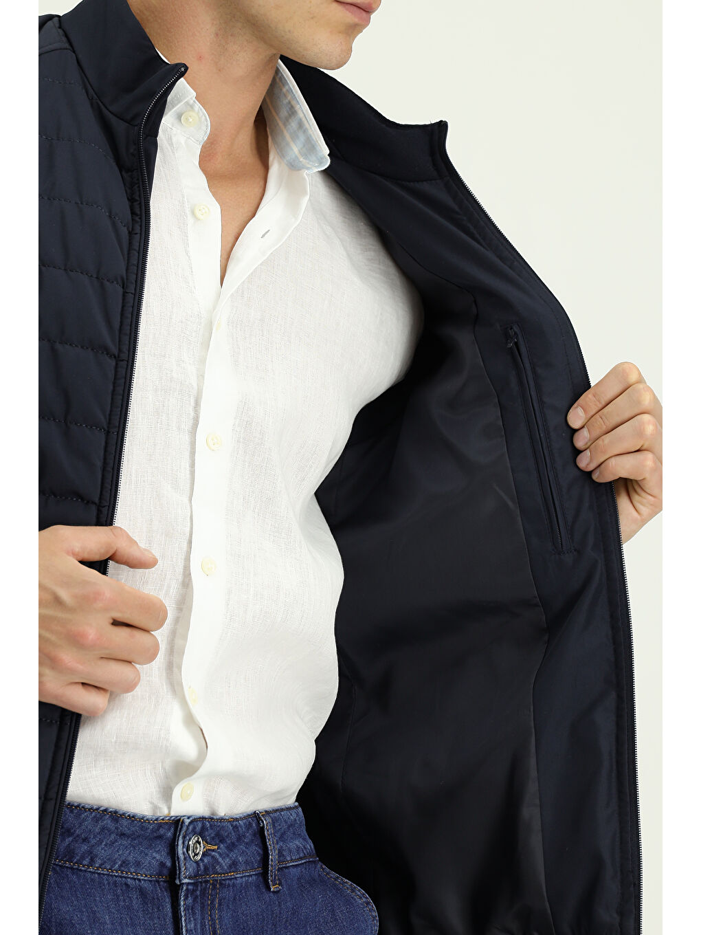 Lacivert Spor Kapitone Yelek-4