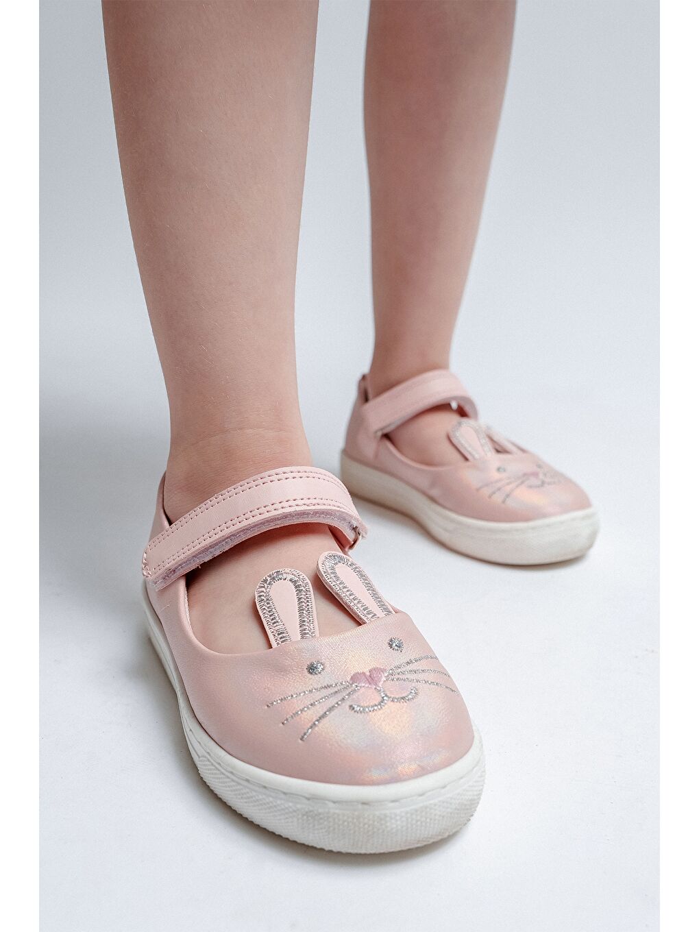 Pembe Kız Çocuk Pudra Tavşanlı Günlük Babet-3