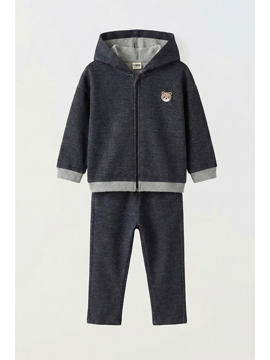 Lacivert Erkek Çocuk Jean Görünüm 3 iplik   Hamster Nakışlı Alt Üst Takım  3 4 Yaş 8 9 Yaş-1