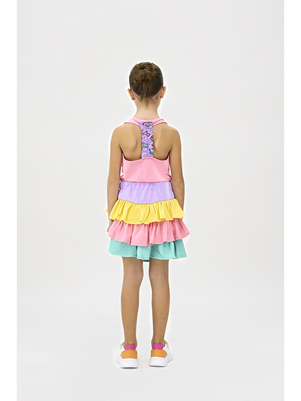 Kız Çocuk Sırtı Pencere Detaylı Pembe Atlet-2