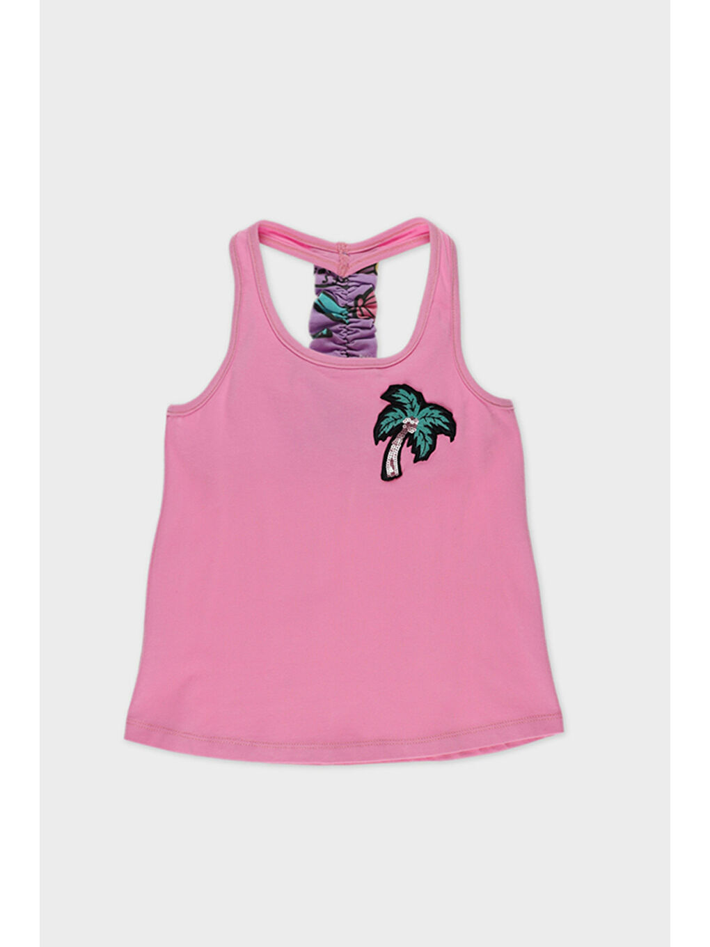 Kız Çocuk Sırtı Pencere Detaylı Pembe Atlet-3