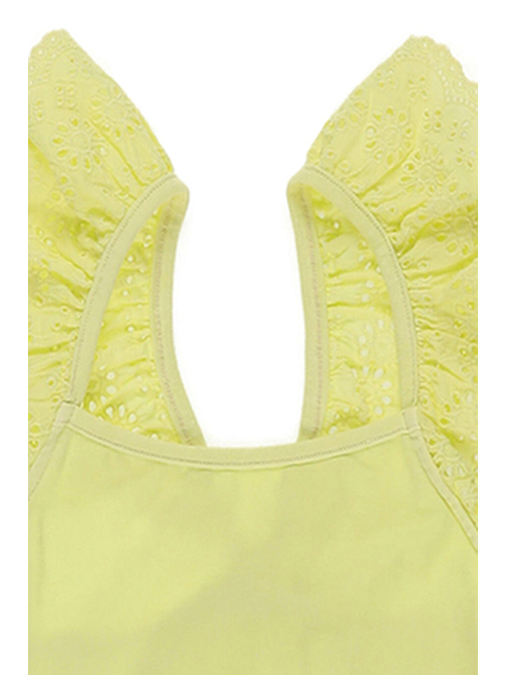 Kız Çocuk Kolları Dantel Detaylı Yeşil Atlet-5