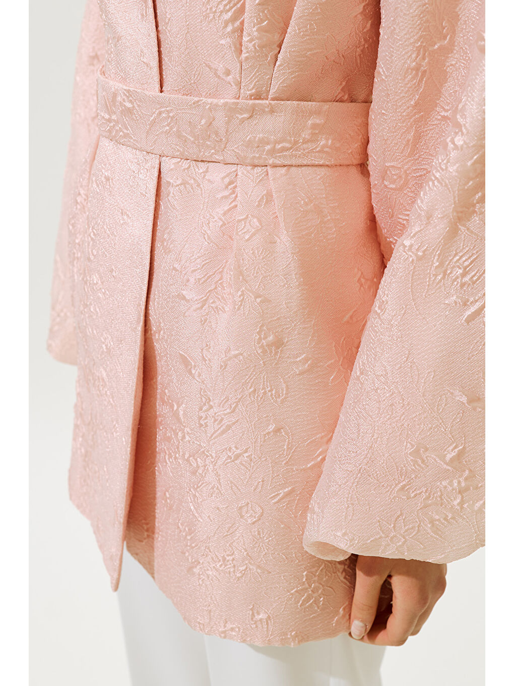 Pembe Jakar Organze Kimono Pudra-5