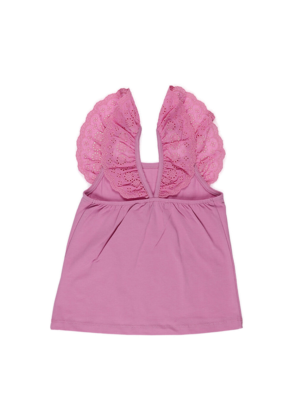 Kız Çocuk Kolları Dantel Detaylı Pembe Atlet-4