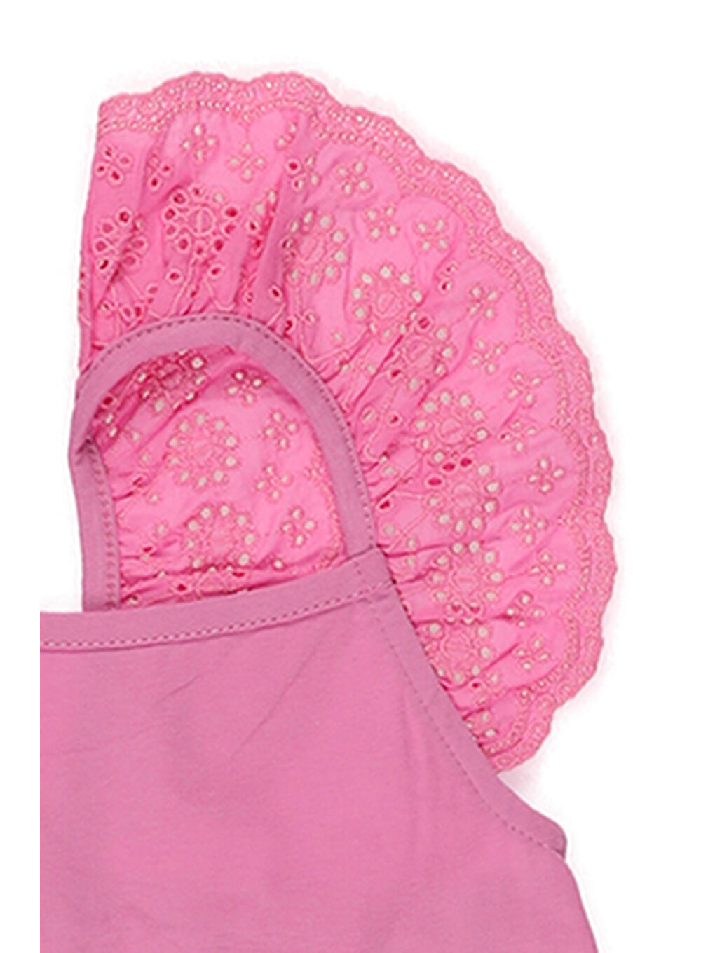 Kız Çocuk Kolları Dantel Detaylı Pembe Atlet-5