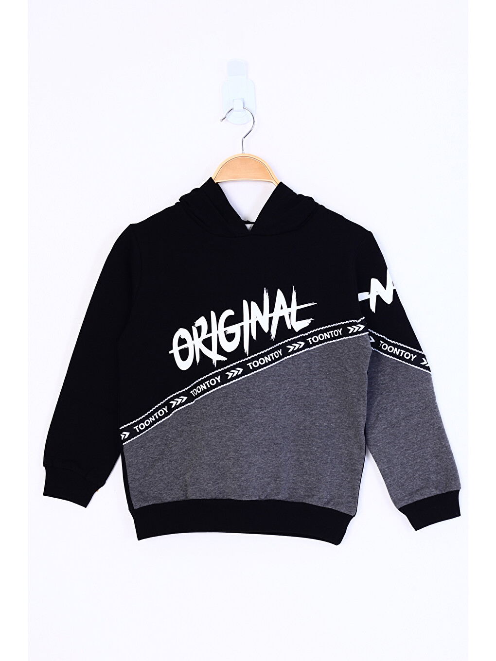 Siyah Erkek Çocuk Original Baskılı Sweatshirt