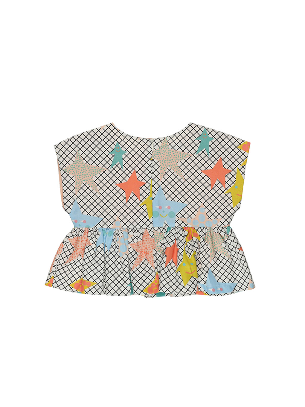 Kız Çocuk Çok Renkli Desenli Ekru Bluz-1