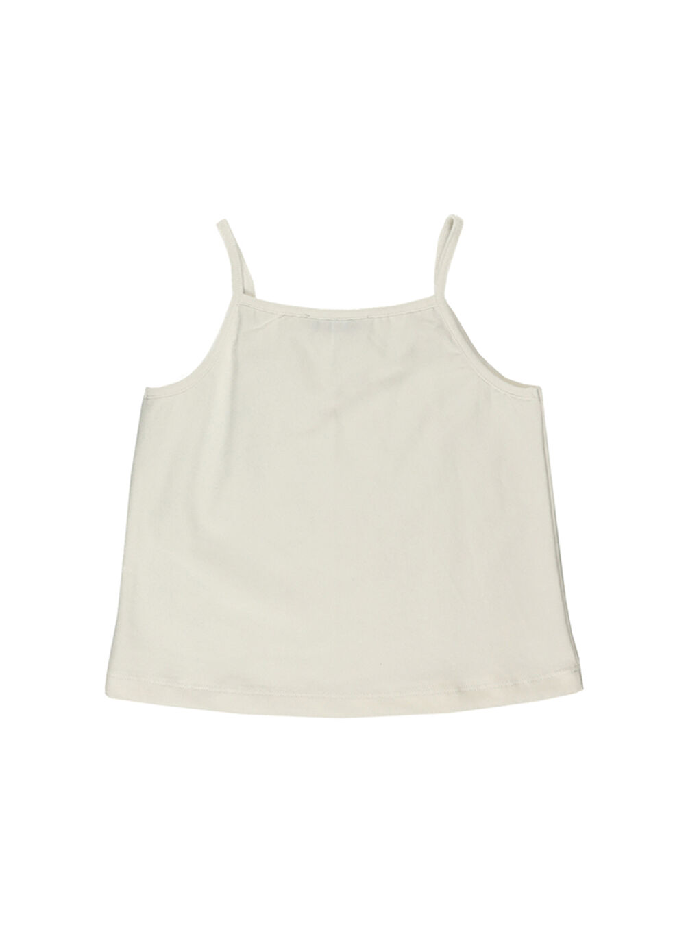 Kız Çocuk İnce Askılı Fırfırlı Ekru Bluz-2