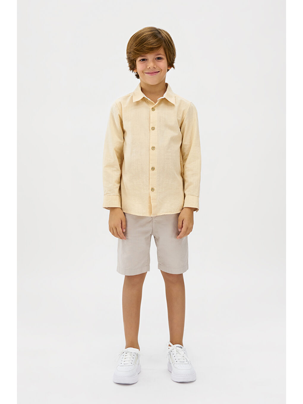 Pembe Erkek Çocuk Düğmeli Somon Gömlek