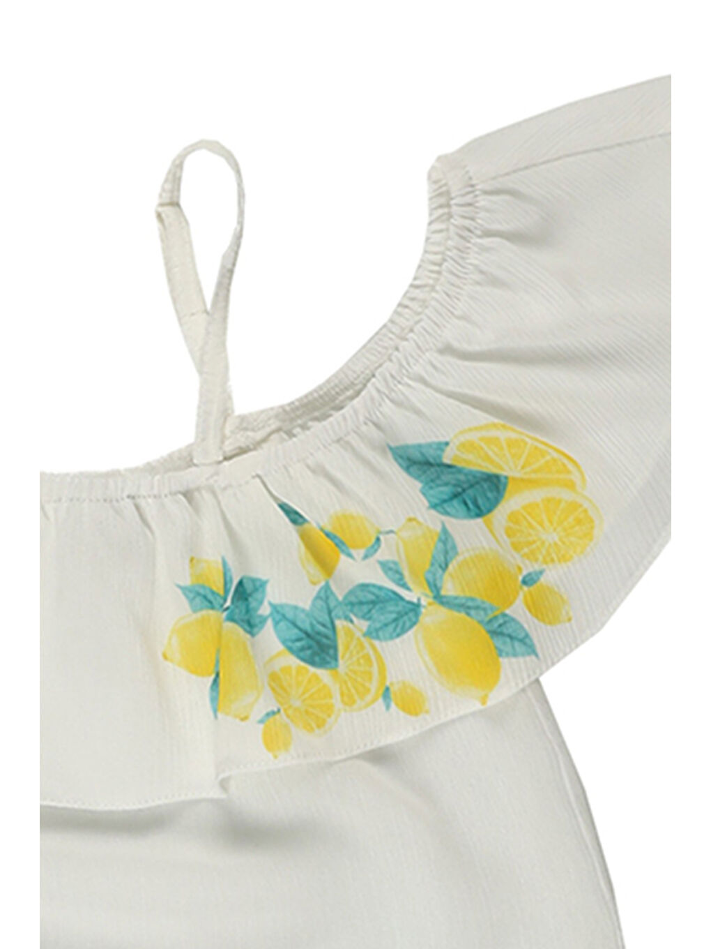 Kız Çocuk İnce Askılı Fırfırlı Ekru Bluz-3