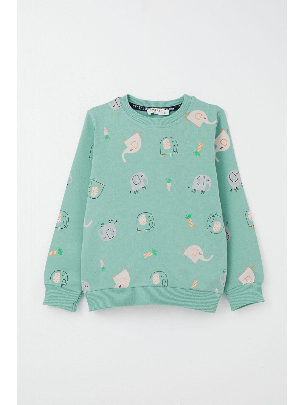 Turkuaz Erkek Çocuk Eşofman Takım Sevimli Fil Desenli Su Yeşili (1-2 Yaş)-5