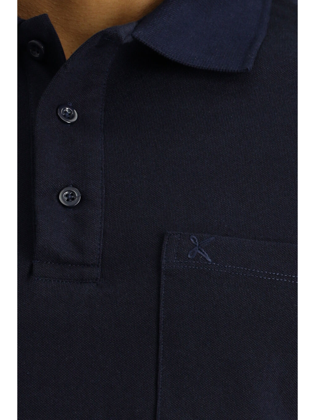 Lacivert Regular Fit Pamuklu Nakışlı Cepli Polo Yaka Büyük Beden Tişört-3