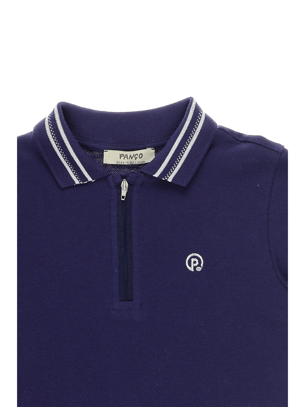 Erkek Çocuk Çizgili Kısa Kollu Lacivert Polo Yaka Tişört-2