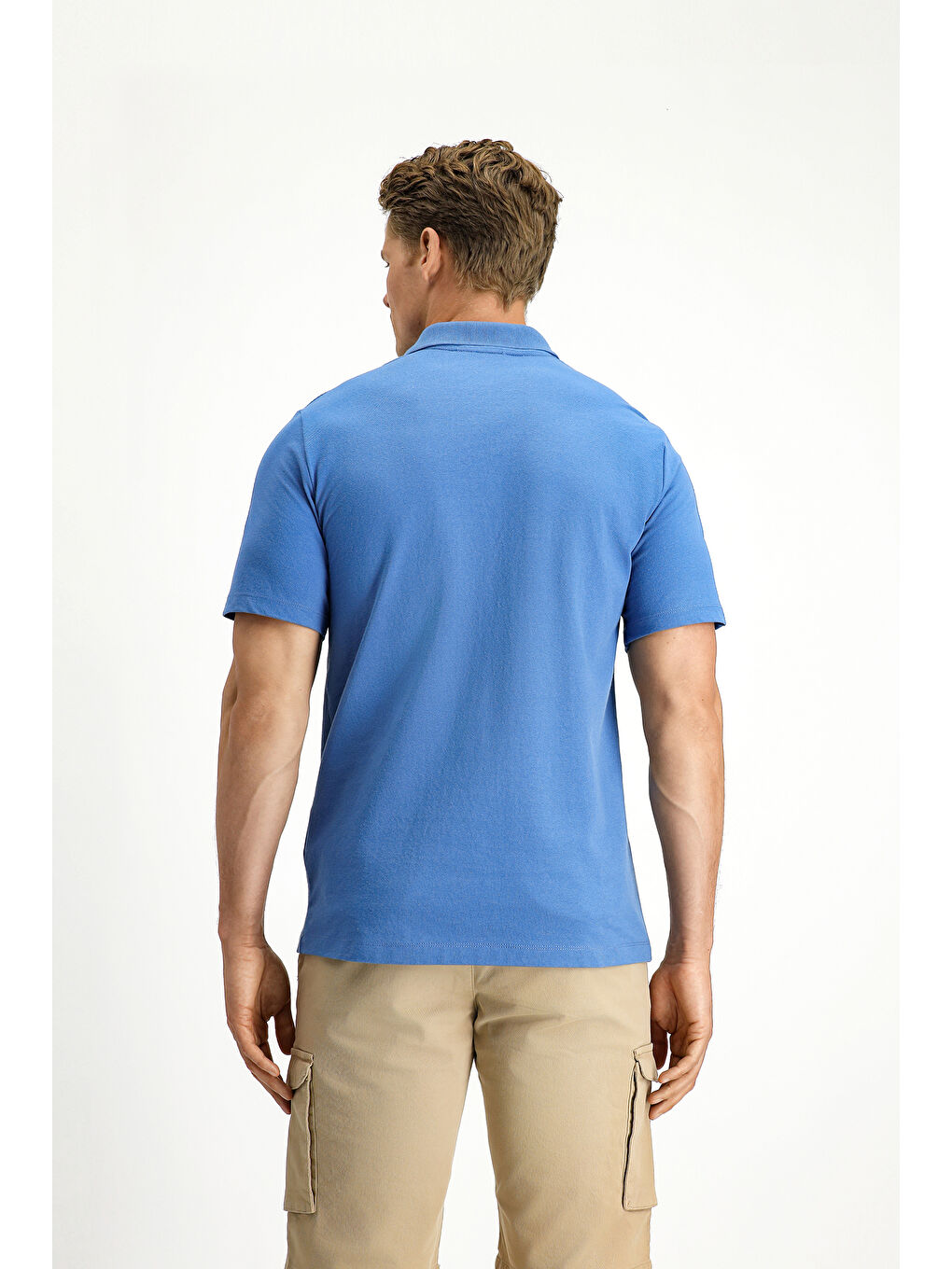 Mavi Regular Fit Pamuklu Nakışlı Cepli Polo Yaka Büyük Beden Tişört-3