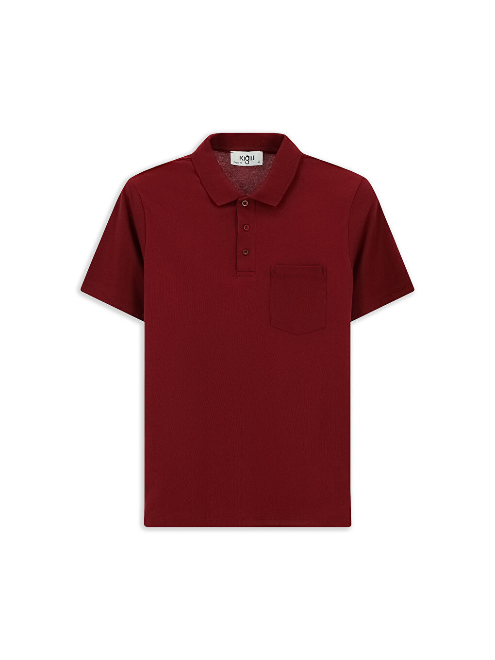 Bordo Regular Fit Pamuklu Nakışlı Cepli Polo Yaka Büyük Beden Tişört-2