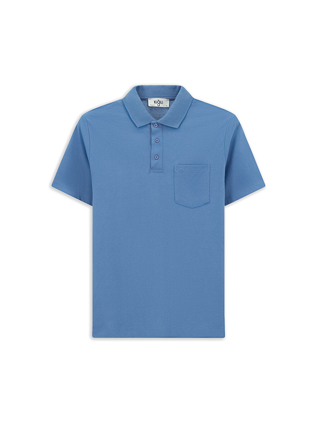 Mavi Regular Fit Pamuklu Nakışlı Cepli Polo Yaka Büyük Beden Tişört-5