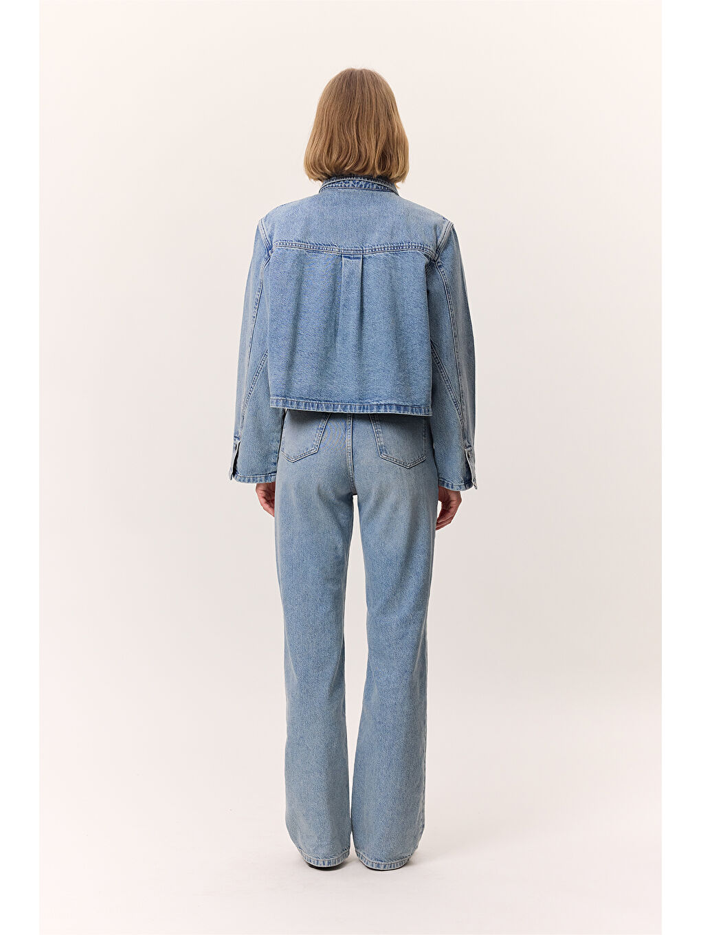 Kısa Denim Gömlek Ceket Mavi-7