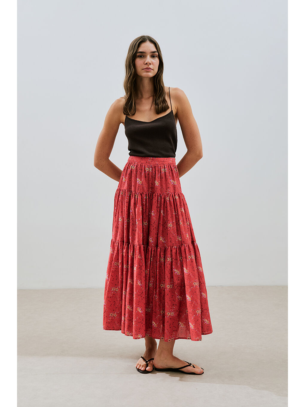 Karışık DESENLİ PAMUKLU KATLI ETEK KYRA-1