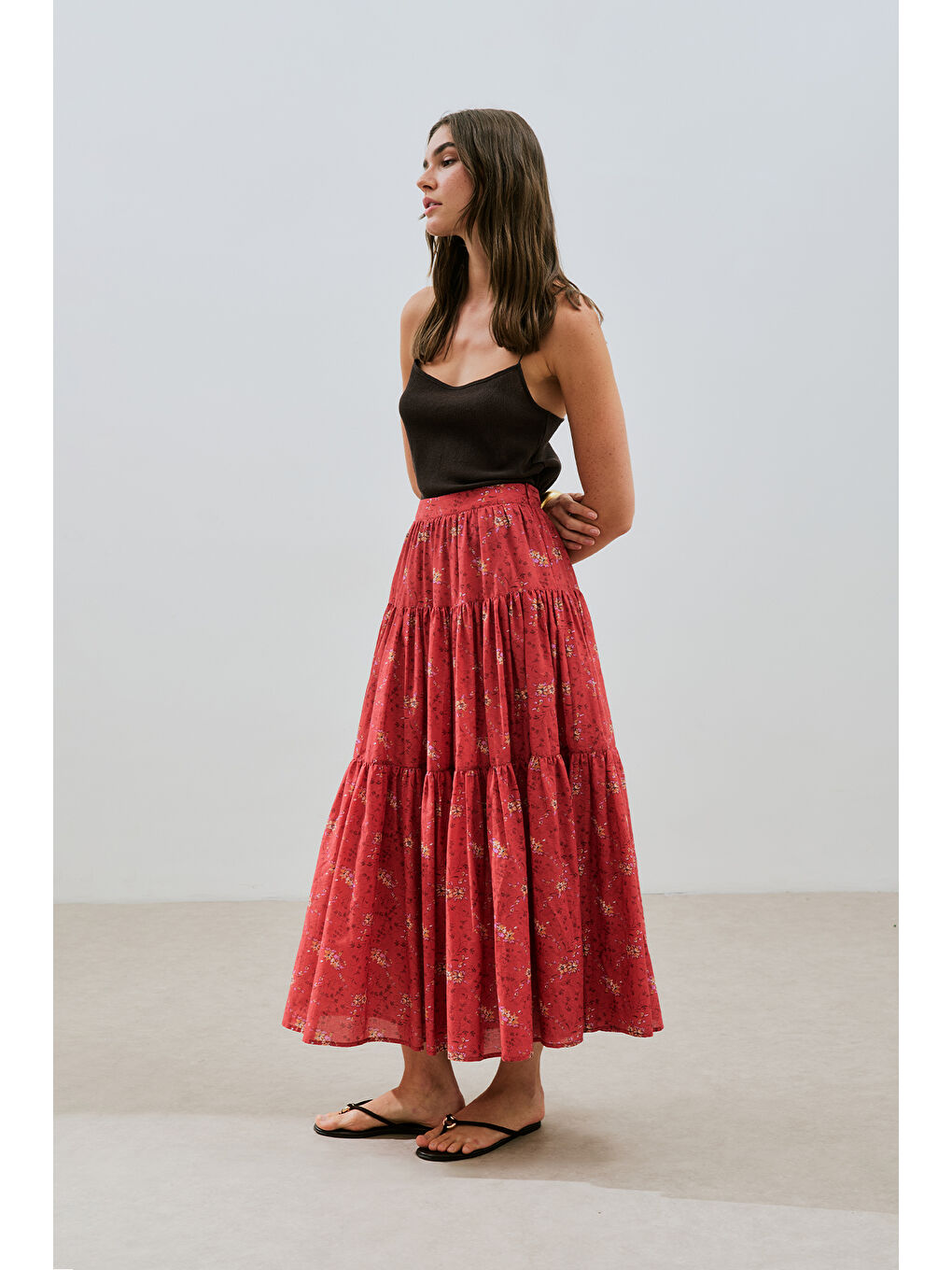 Karışık DESENLİ PAMUKLU KATLI ETEK KYRA-2