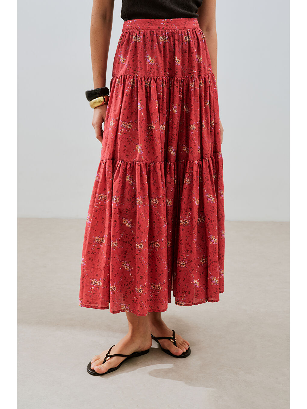 Karışık DESENLİ PAMUKLU KATLI ETEK KYRA-3