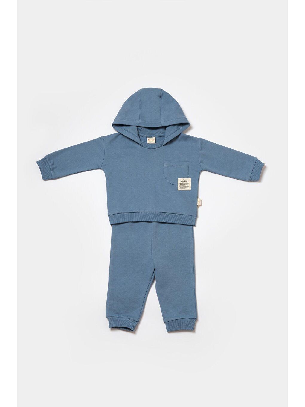 Mavi Kapüşonlu Sweatshirt & Pantolon Seti