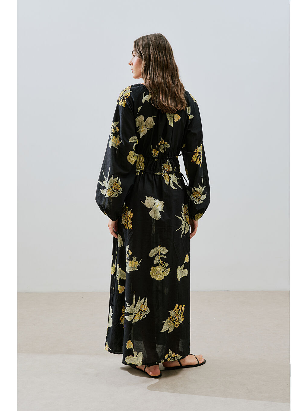 Karışık DESENLİ PAMUKLU BÜZGÜLÜ ELBİSE ALOHA-5