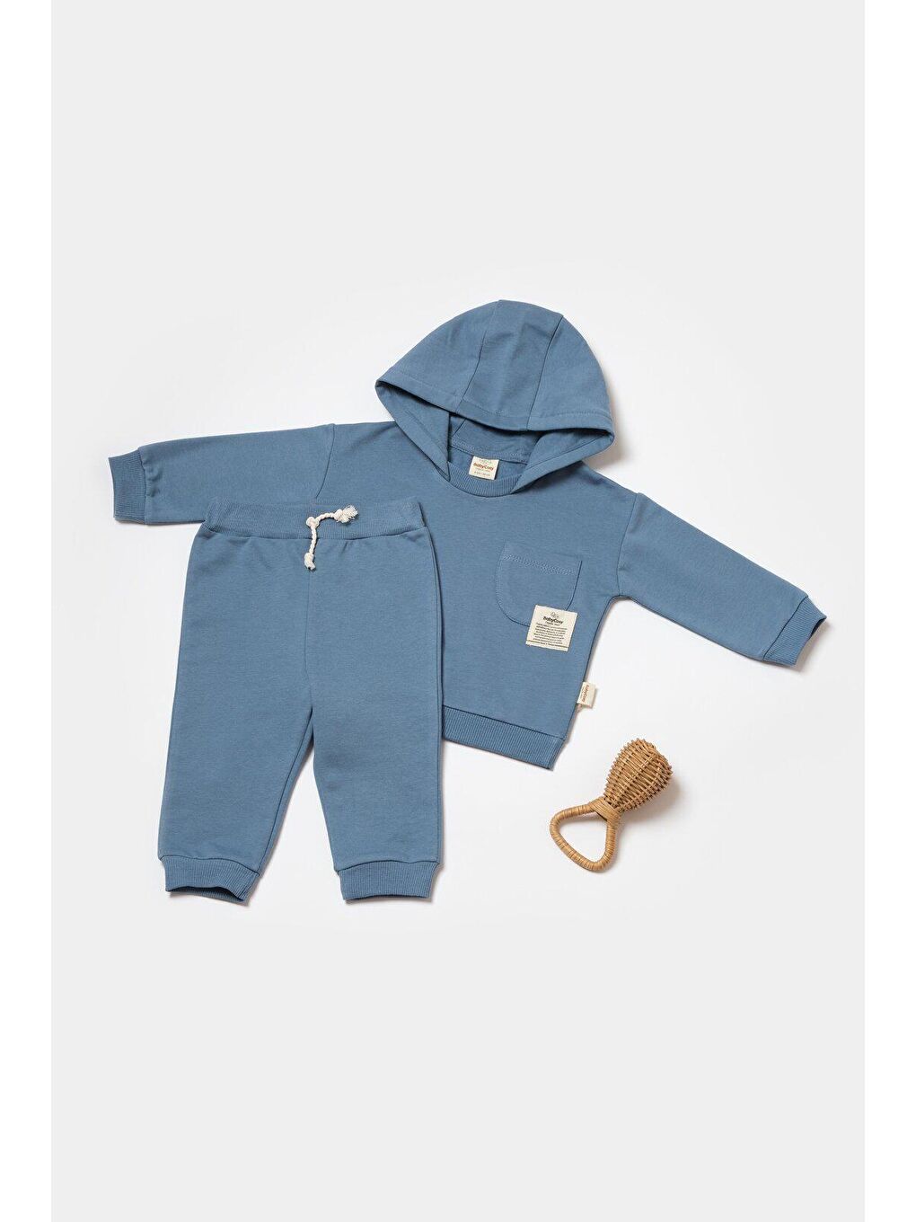 Mavi Kapüşonlu Sweatshirt & Pantolon Seti-3