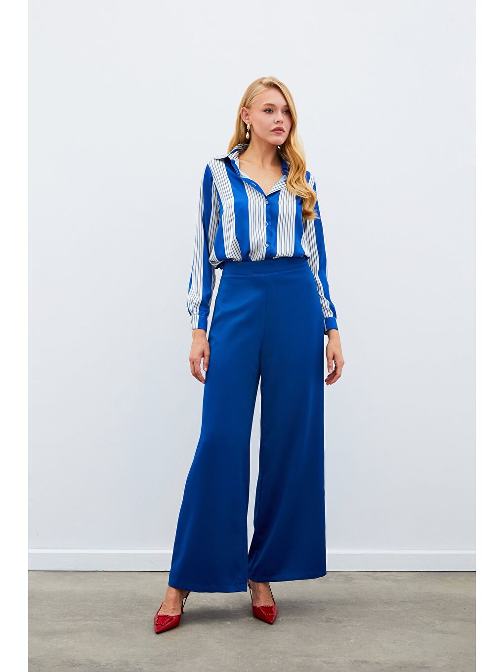 Çizgi Desenli Gömlek - Sax Mavi