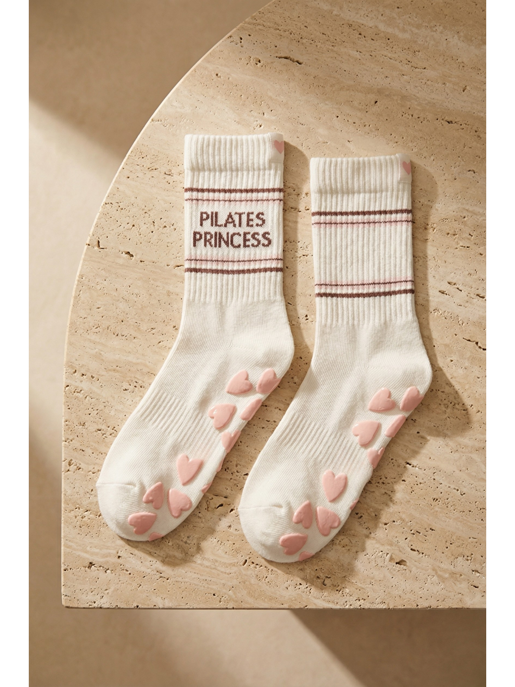Kadın Soket Pilates Çorabı Ekru-3