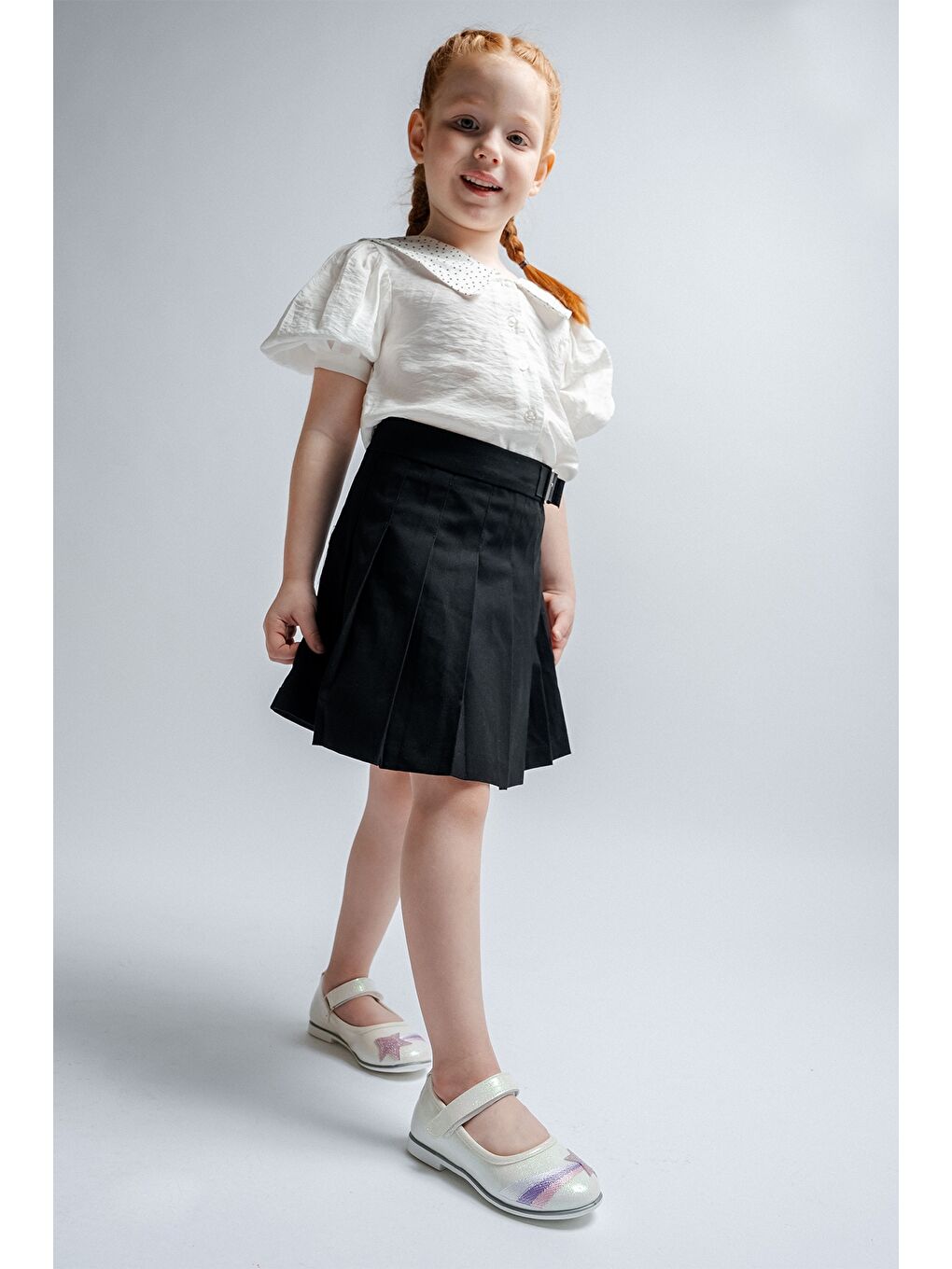 Kız Çocuk Beyaz Yıldızlı Günlük Babet-1