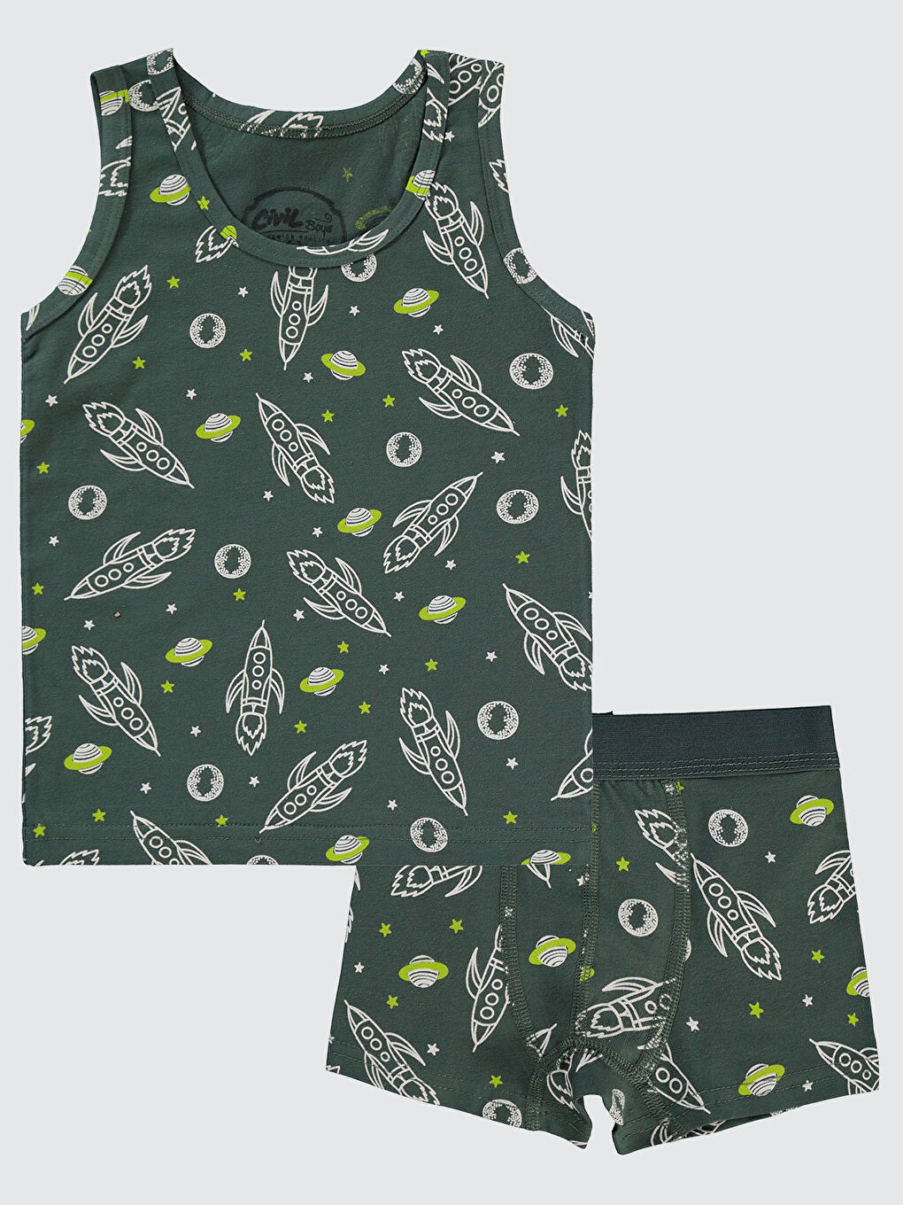 Boys Erkek Çocuk İç Çamaşır Takımı 2-10 Yaş Yeşil