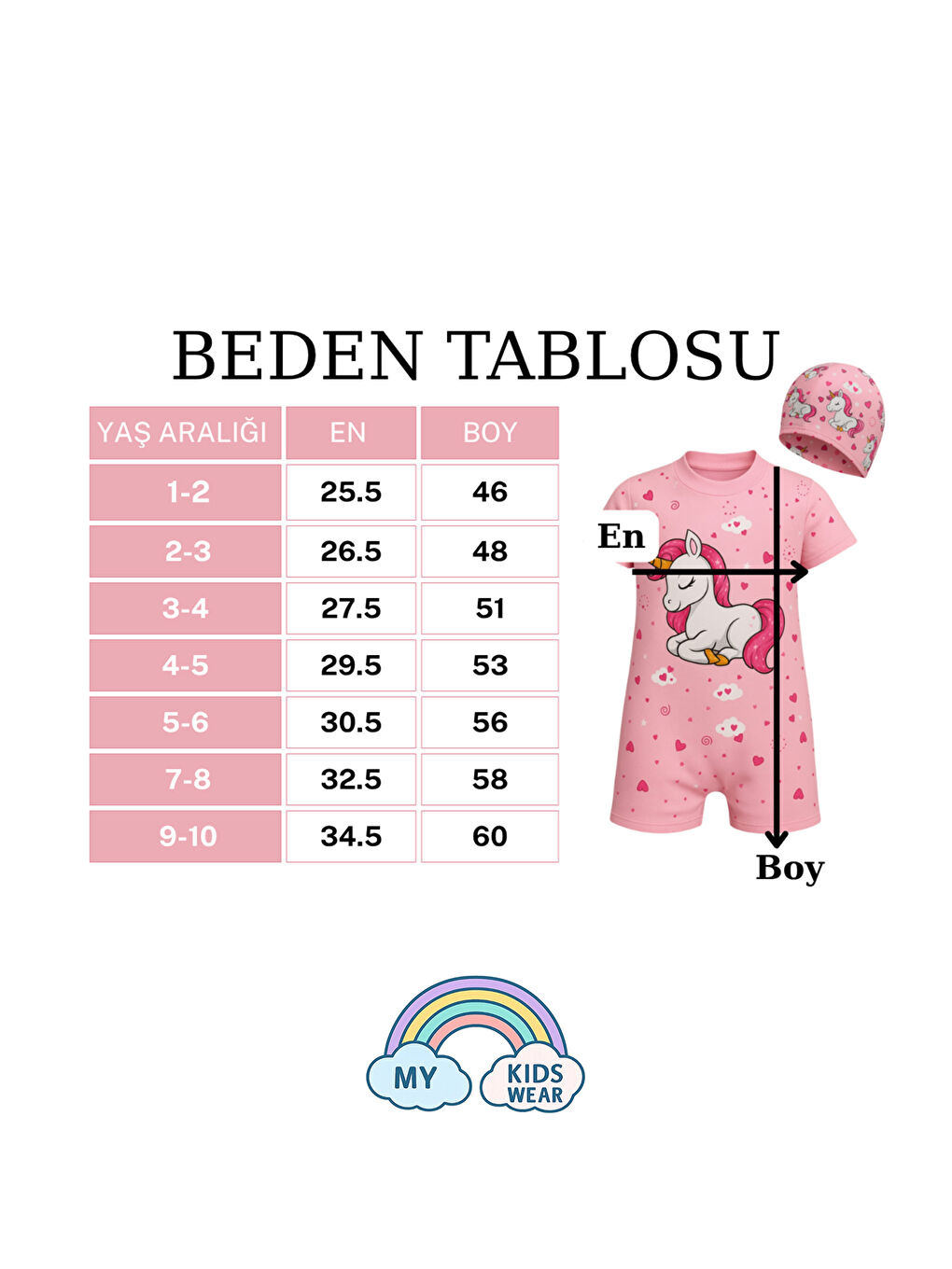 Pembe Kız Çocuk Tam Vücut Sırt Fermuarlı Mayo Sevimli Desen Baskılı Boneli Takım-2