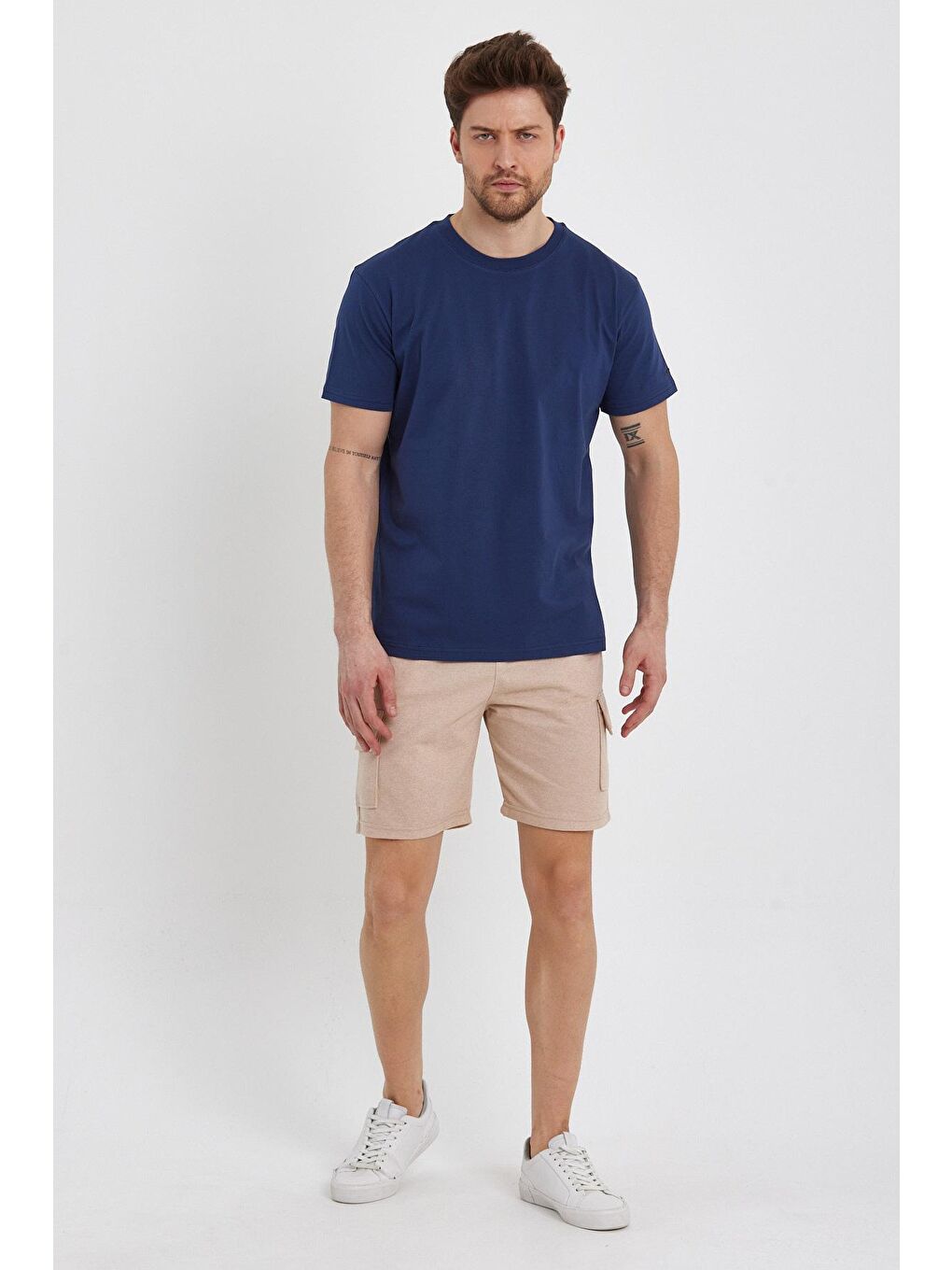 Bej Erkek Kargo Cep Penye Renkli Kapri-1