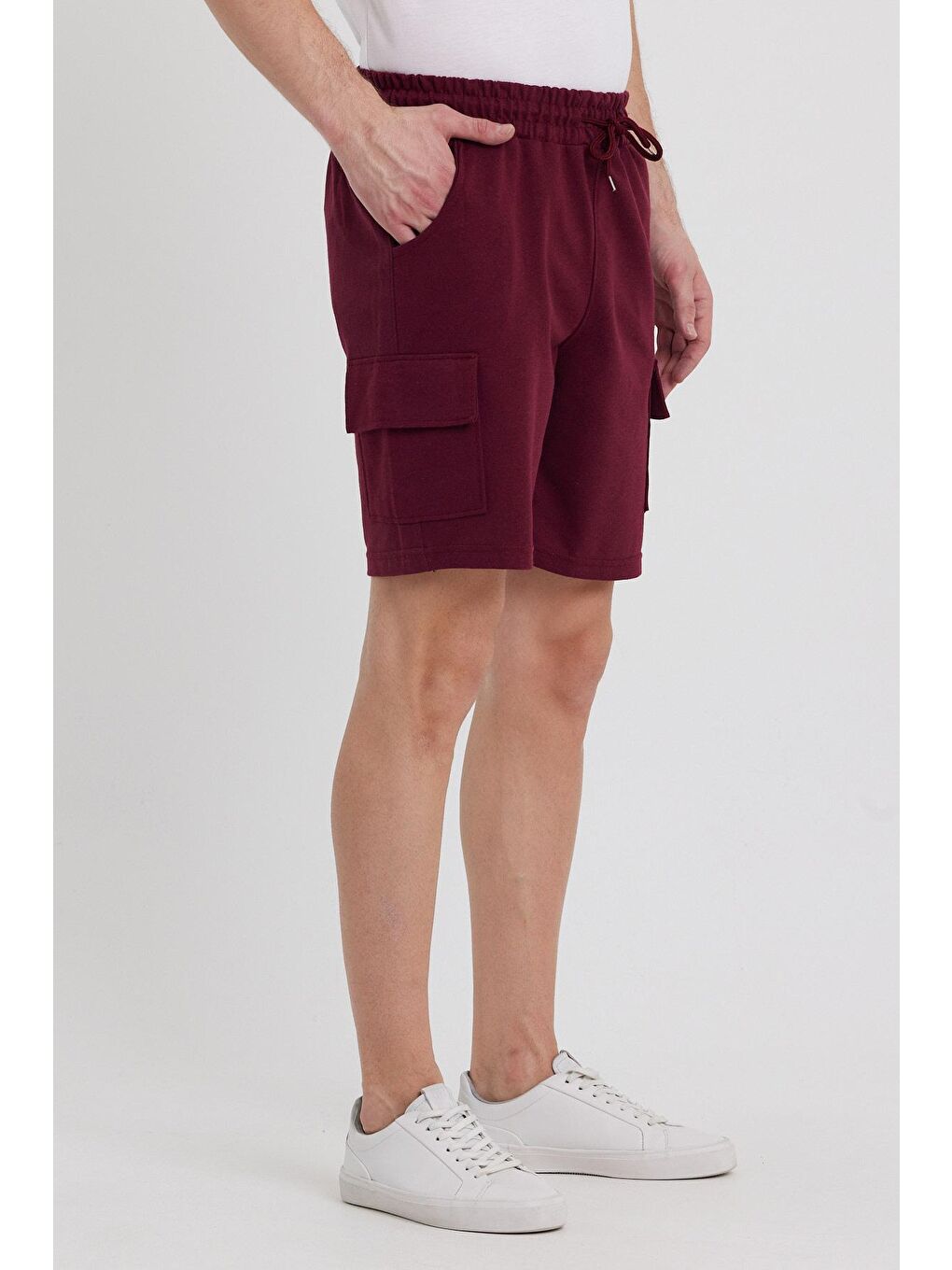 Bordo Erkek Kargo Cep Penye Renkli Kapri-2