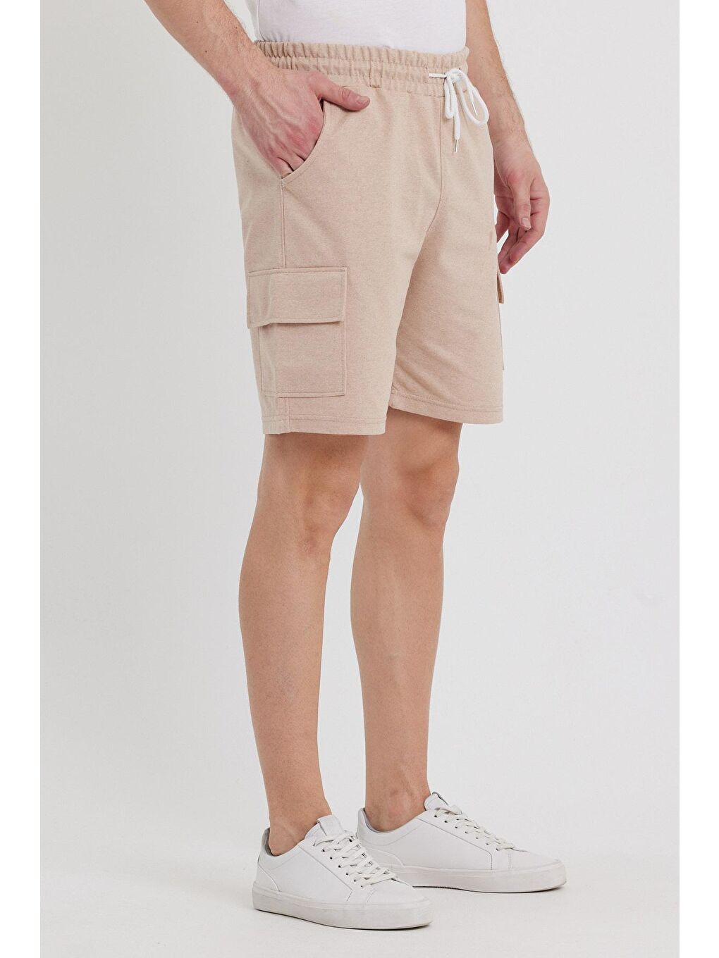 Bej Erkek Kargo Cep Penye Renkli Kapri-2