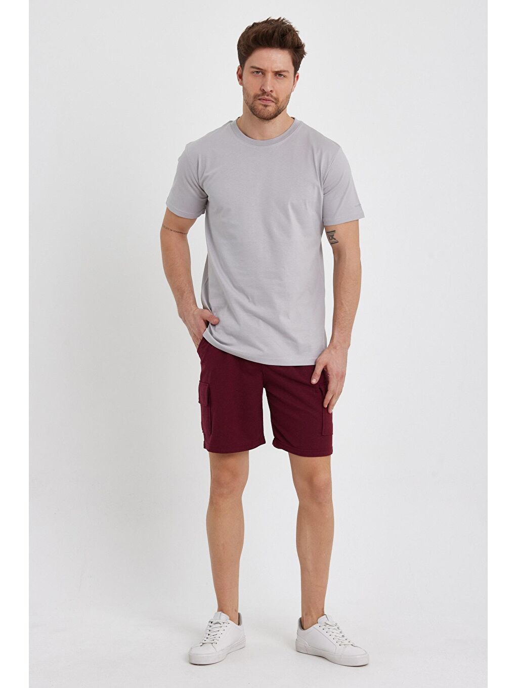 Bordo Erkek Kargo Cep Penye Renkli Kapri-3